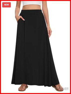 Maxi Skirt Long Flowy A-Line High Waist Summer Beach Casual